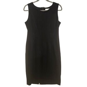 Calvin Klein Black Sheath Dress Sleeveless Zipper Back Business Casual Size 8